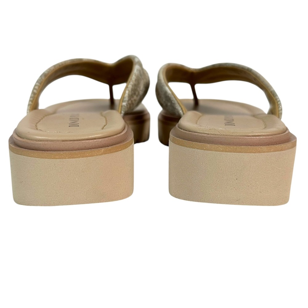 Donald Pliner Sandals Barbera Metallic Snakeskin Platform Thong Tan 8.5 NWOT - Picture 5 of 11